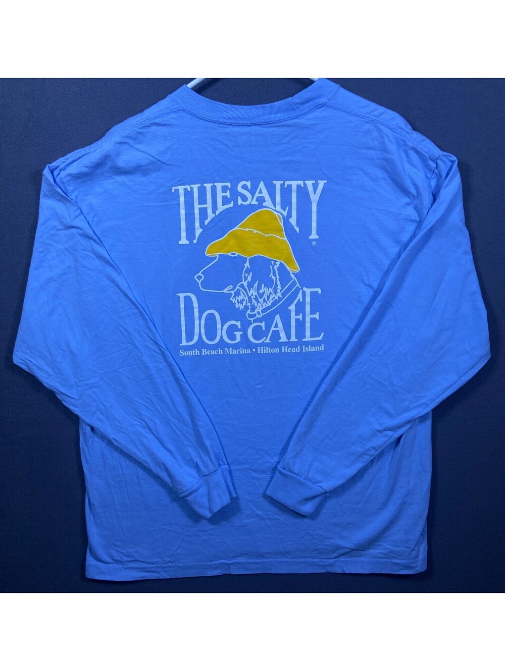 Salty Dog Cafe Shirt Adult XLARGE Blue Cotton Hilton Head South Carolina Beach